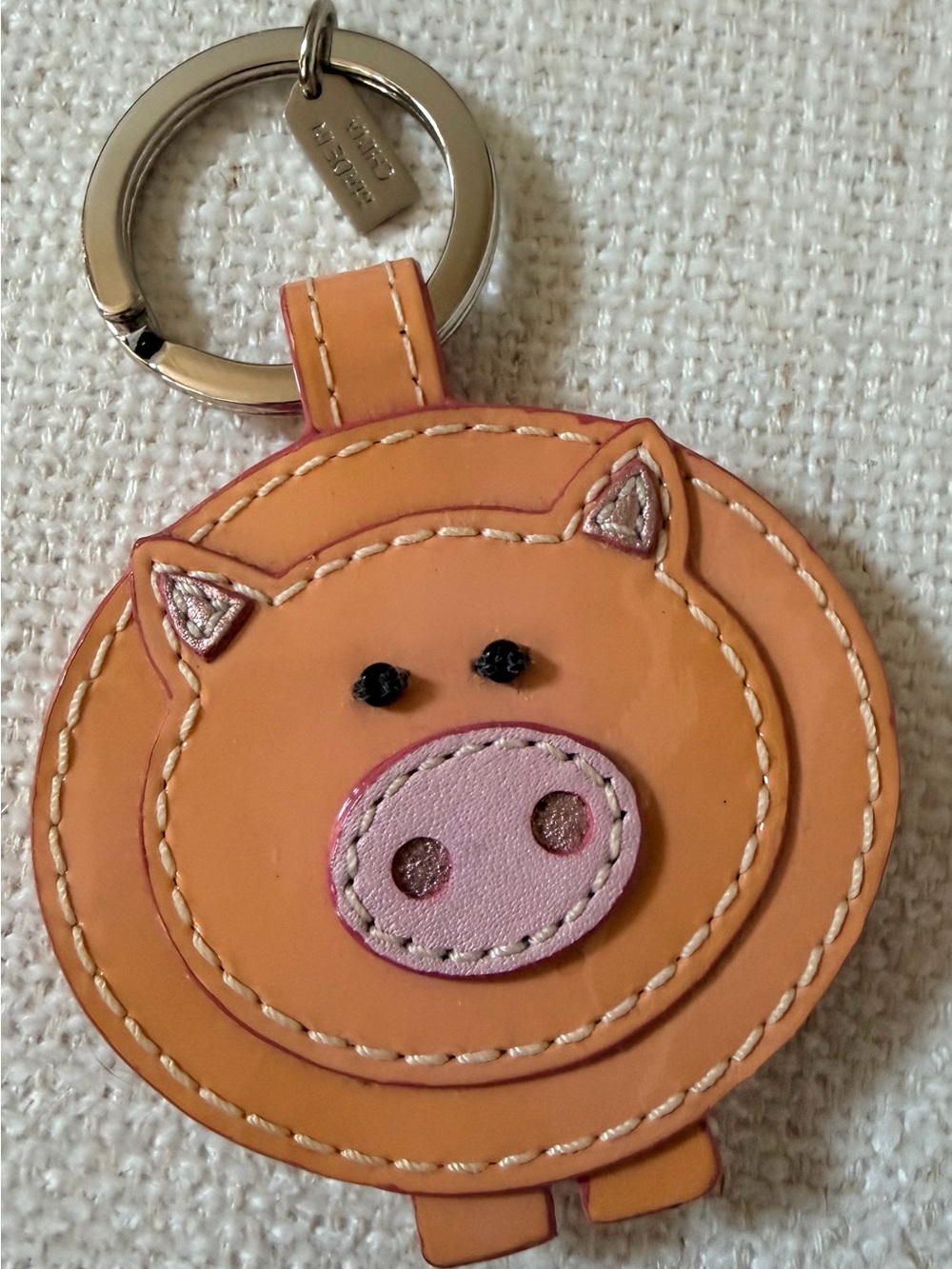 Coach Vintage Patent Leather Pink Pig Keychain